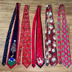 Palani and Cool Yule lot of 5 Christmas Ties 100% Silk unique festive Santa